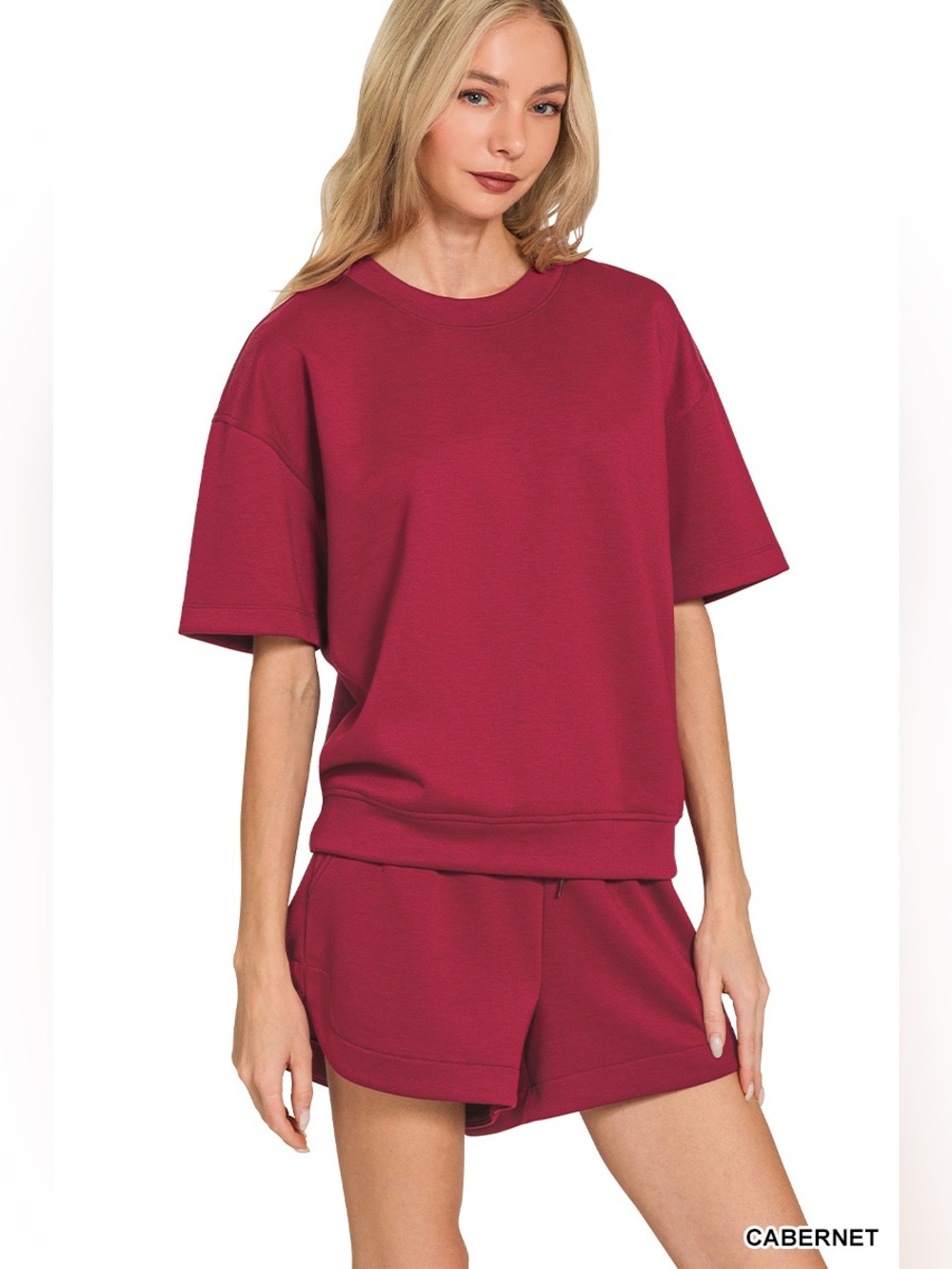 Zenana SCUBA ROUND NECK TOP & DOLPHIN SHORTS SET